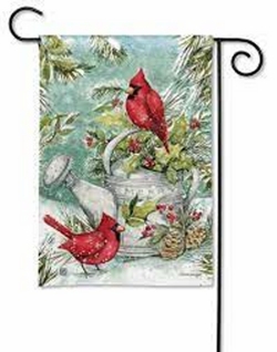 Winter Watering Can Garden Flag